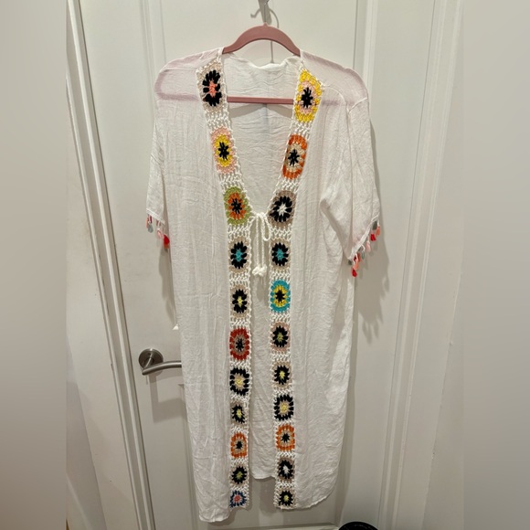 NWT Rebellion bohemian crochet knit cover up kaftan